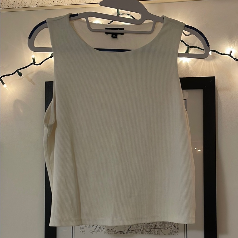 Zara White Crop Sleeveless Tank Top